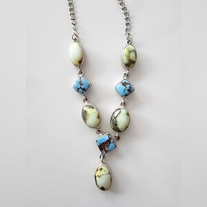 SOLD Elegant Sterling Silver and Golden Hills And Palomino Turquoise Necklace